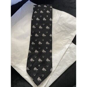 Rockmount Ranch Wear Black Silk Rodeo Motif Ltd. #A92/USA 3.5" W X 56" L